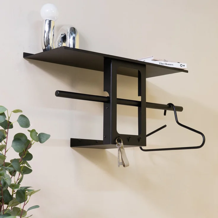 Spinder Design LUNO SMALL 70 Garderobe, Stahl, Modernes Design, Schwarz 70x30x35,5 cm – Bild 7