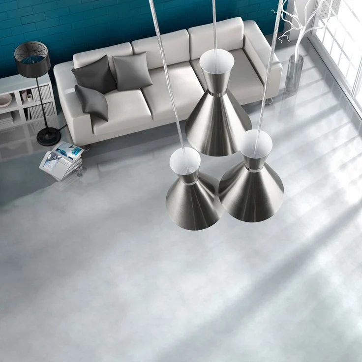 Hängeleuchte, 3 Flammig, Metall, nickel-matt, H 150 cm – Bild 5