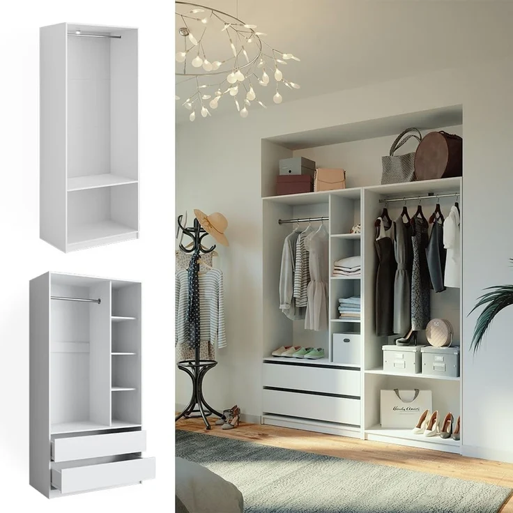 Kleiderschrank Elmo Weiß 180 x 200 cm 2er Set Vicco – Bild 4