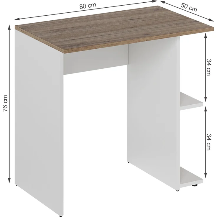 Schreibtisch Simple Weiß/Artisan 80 x 50 cm Vicco – Bild 2