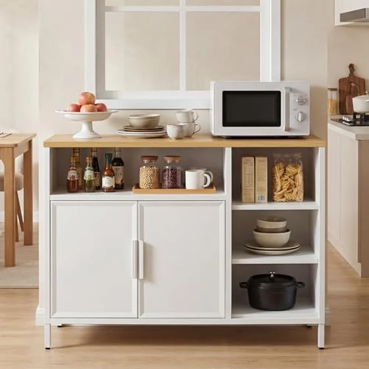 YITAHOME Aufbewahrungsschrank, Metallschrank, Sideboard, Schrank mit Doppeltür, Magnetverschluss, verstellbare Einlegeböden, Stahlgestell – Bild 4