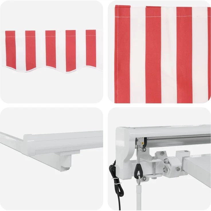 vidaXL Elektrische ausziehbare Markise Rot und Weiß 4,5 × 3 m 3421398 – Bild 7