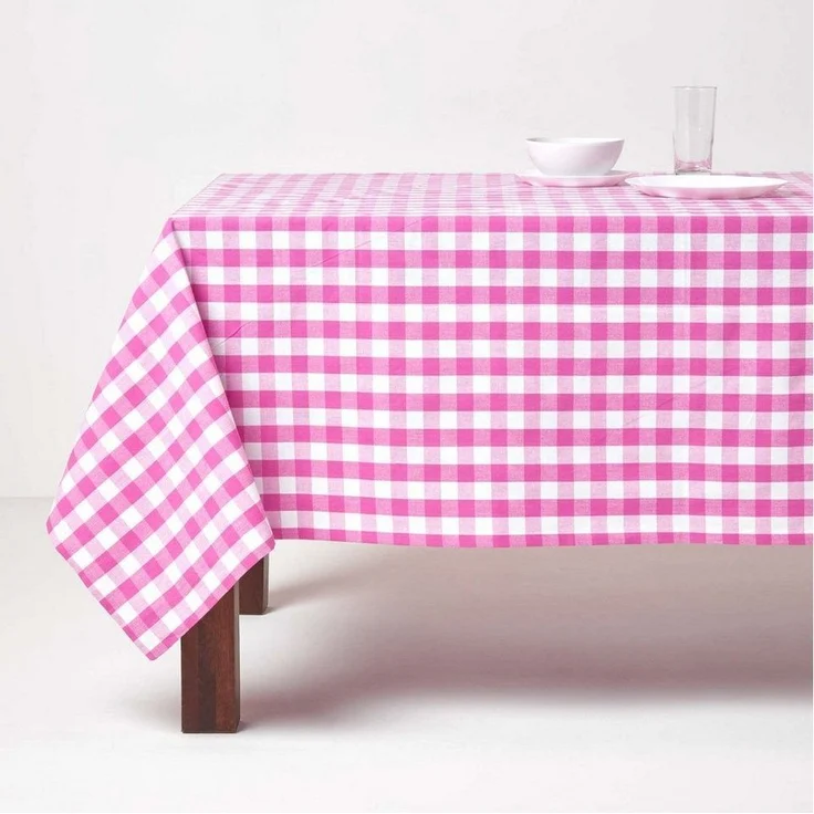 Homescapes Tischdecke Vichy-Karo Tischdecke pink kariert – 137 x 137 cm, 100% Baumwolle (1-tlg) – Bild 3