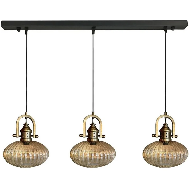 Bamyum Pendelleuchte Pendelleuchte Elegant Dreifacher Kronleuchter Glas, Retro Hängelampe, ohne Leuchtmittel – Bild 1