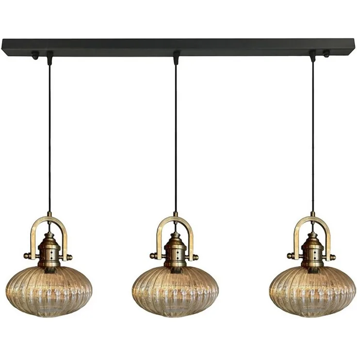 Bamyum Pendelleuchte Pendelleuchte Elegant Dreifacher Kronleuchter Glas, Retro Hängelampe, ohne Leuchtmittel