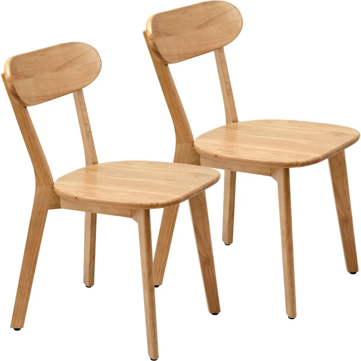 Esszimmerstühle aus Massivholz, 2er-Set mit geschwungener Rückenlehne, 40x49,5x78 cm,Holzfarben – Bild 6