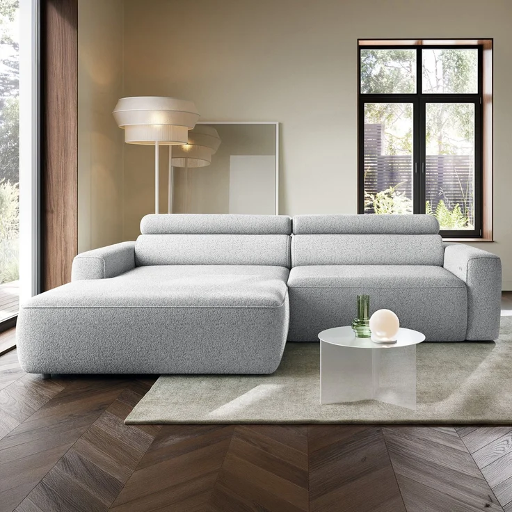 Selsey 'Fando' Ecksofa mit Schlaffunktion, L-Form, 4-Sitzer, Flechtstoff Hellgrau, 252 cm, links – Bild 2