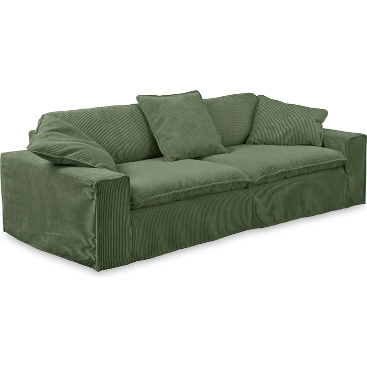 KAWOLA Sofa NETTA 4Sitzer Bezug abziehbar Cord moosgrün 90 x 116 x 258 cm – Bild 2