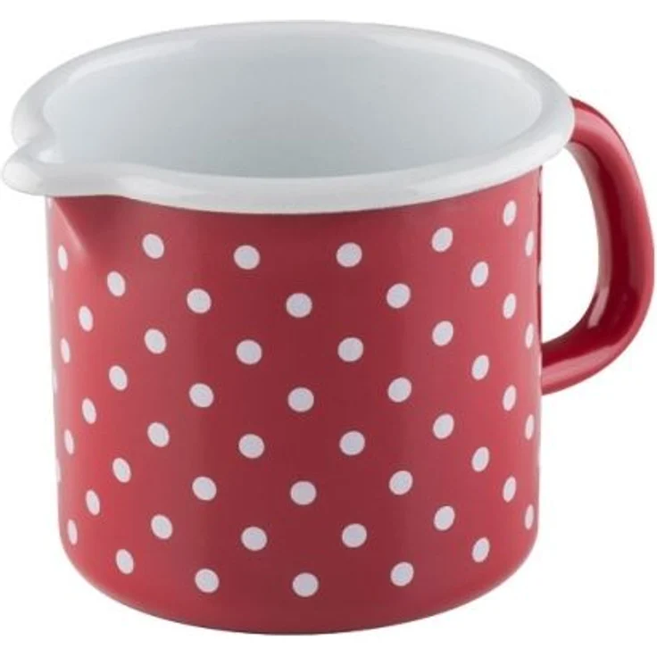 Riess Schnabeltopf Ø9cm 0,5 Liter Emaille Country Pünktchen rot – Bild 1