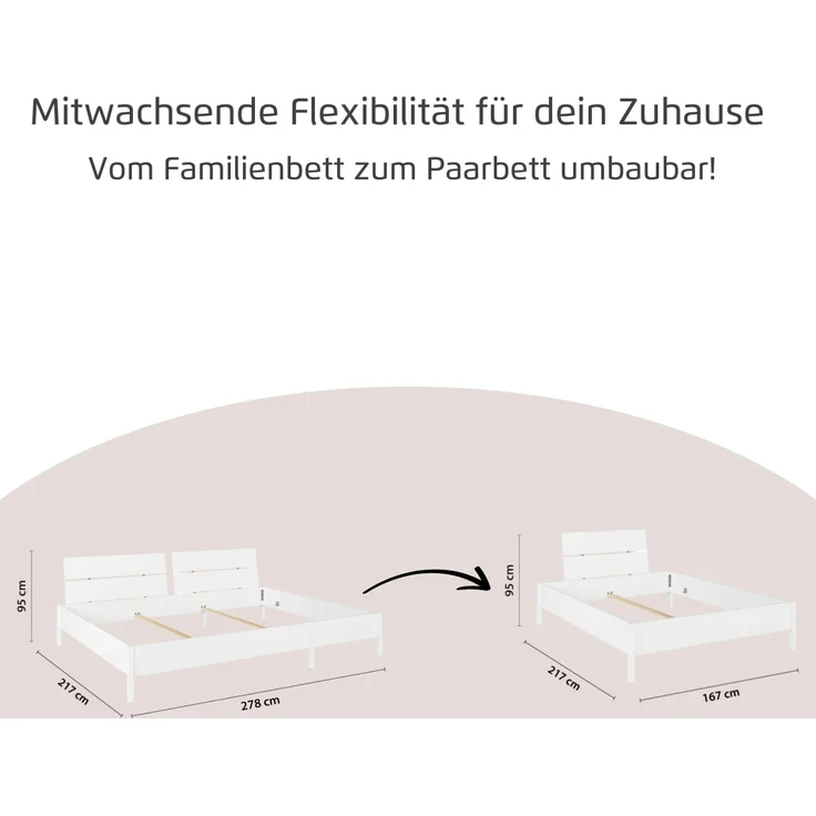 Rauch Möbel 'Mare' Familienbett, Liegefläche 240x200 cm, Farbe Weiß, 248 x 44 x 209 cm – Bild 3