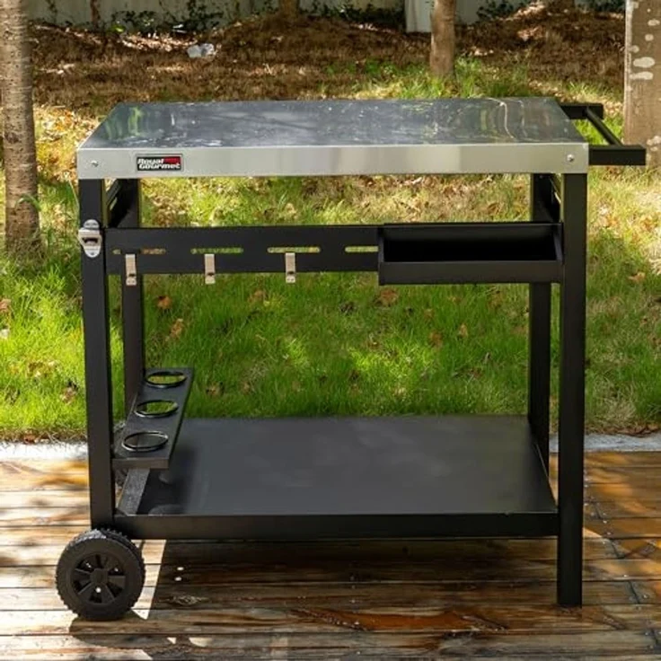 Royal Gourmet Servierwagen Grillwagen Rollwagen Outdoor Servierwagen Grilltisch, (1 St), mit Durchdachter Aufbewahrung, Robusten Rädern – Bild 2