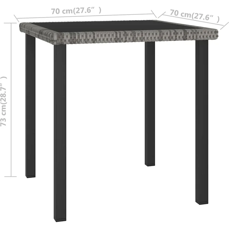 Gartentisch, Esstisch, Küchentisch Grau 70x70x73 cm Poly Rattan – Bild 4