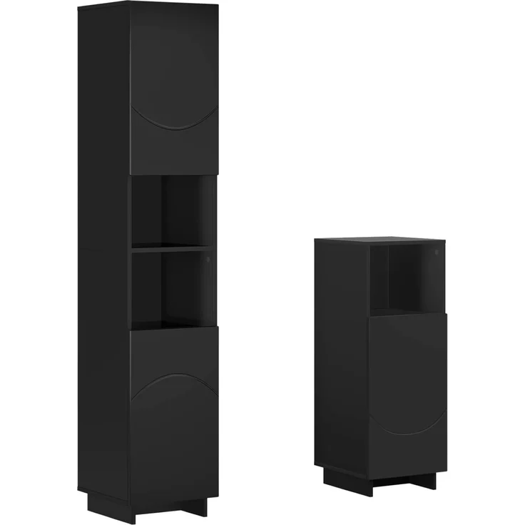 vidaXL Badezimmerschrank-Set 2 stk. Schwarz Holzwerkstoff 3433101 – Bild 2