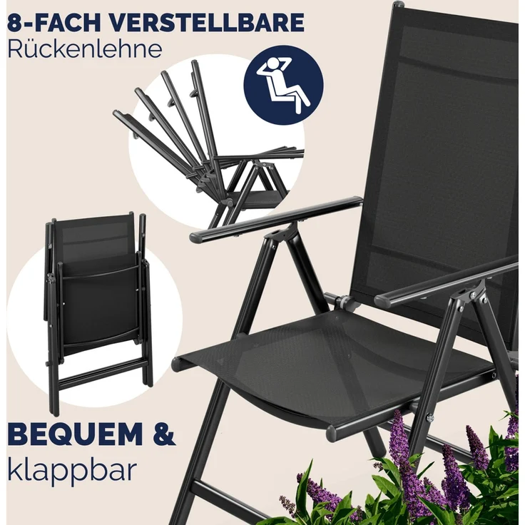 CASARIA® Aluminium Gartenstuhl Bern Klappbar Anthrazit 6er Set – Bild 3