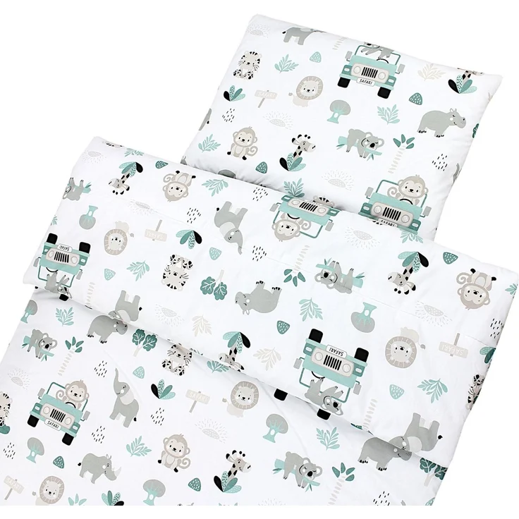 TupTam Kinderbettdecke-Set, Ganzjahresdecke, 2tlg., 1x Bettdecke, 1x Flachkissen, Zoo Grün, 135x100 cm – Bild 4