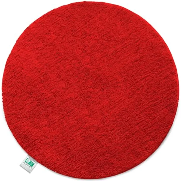 Floordirekt Badematte Sky, Hochflor Badezimmerteppich mit 30 mm Flor, rutschhemmend & schnell trocknend, geeignet für Fußbodenheizung, rund (Ø 95 cm, Beerenrot)