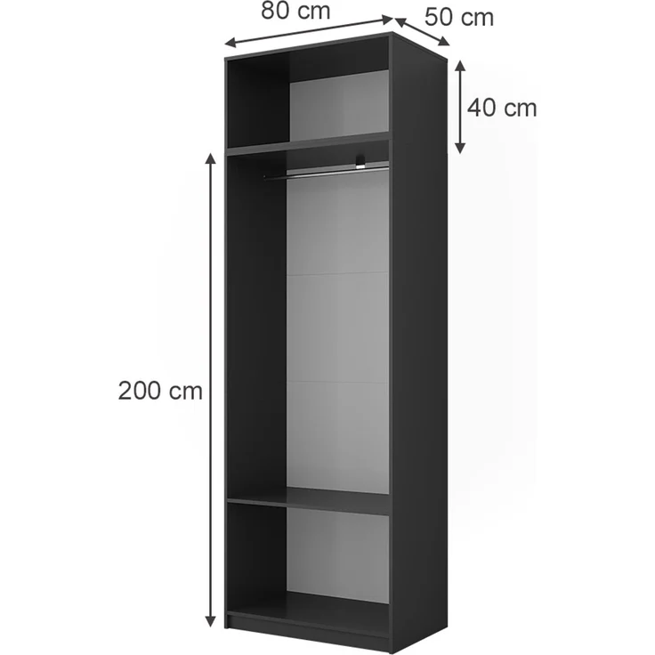 Kleiderschrank Elmo Anthrazit 80 x 40 cm 2er Set Vicco – Bild 2