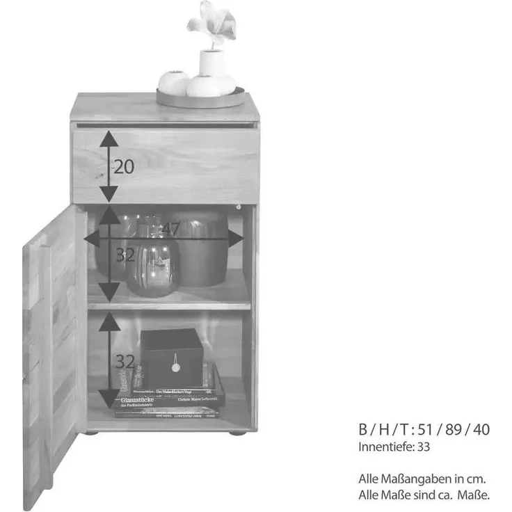 Kommode 51x91cm "Messina" Wildeiche massiv – Bild 6