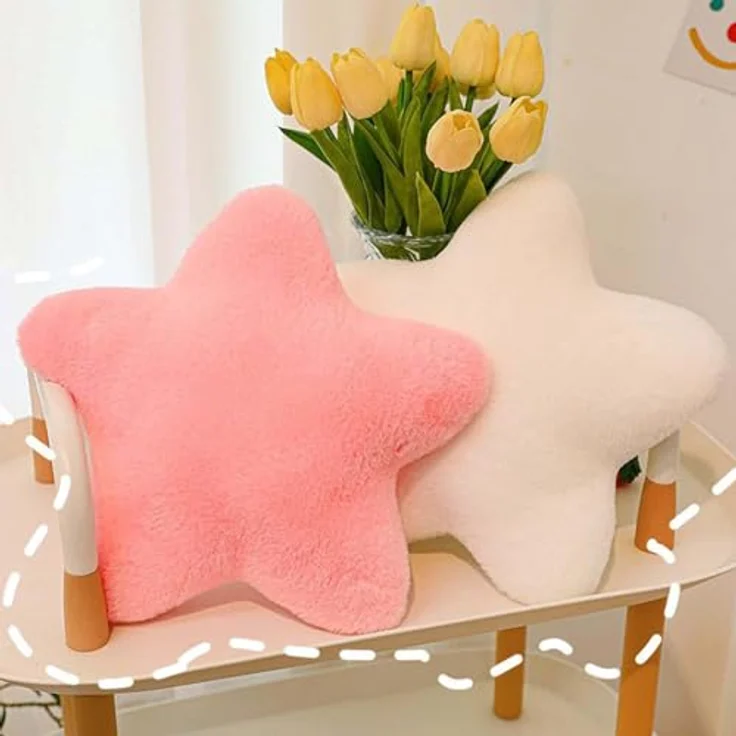 Kuschelkissen Kinder Sternkissen Plüsch Kissen Dekokissen für kuschelecke kinderzimmer, Weiche Flauschige Sternform Zierkissen Sofakisse für Heimdekoration (Lotuswurzel,30 cm) – Bild 3