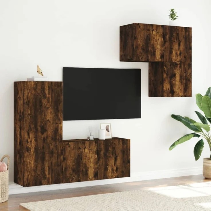 vidaXL 4-tlg. Wohnwand Räuchereiche Holzwerkstoff 3216432 – Bild 8