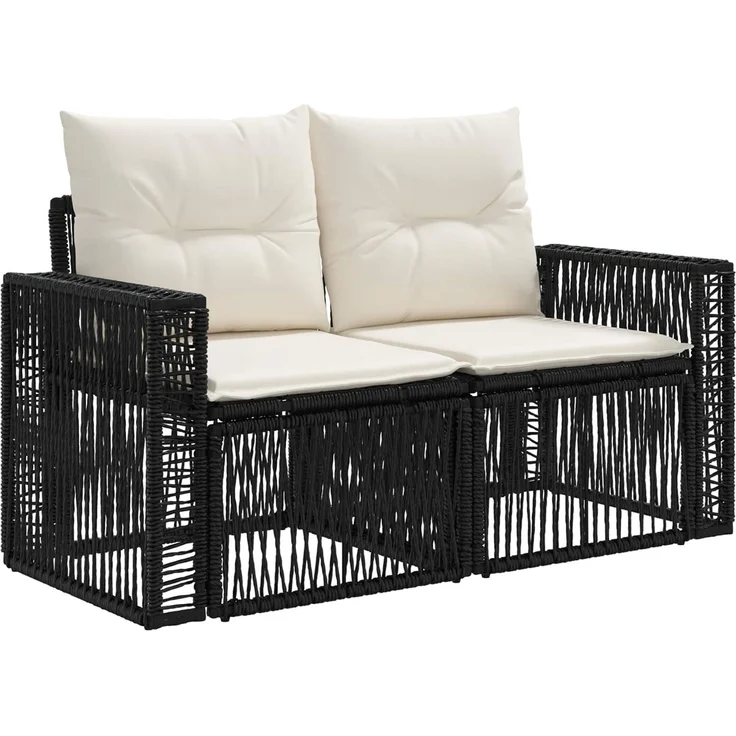 vidaXL Gartensofa-set 5 pcs Schwarz und Cremeweiß Poly-Rattan 3435109 – Bild 3
