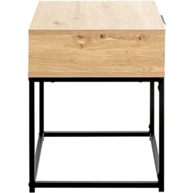 XXXL Nachtschrank Schwarz, Eiche und Metall, 1 Schublade, 40x50x40 cm, Schlafzimmermöbel – Bild 5