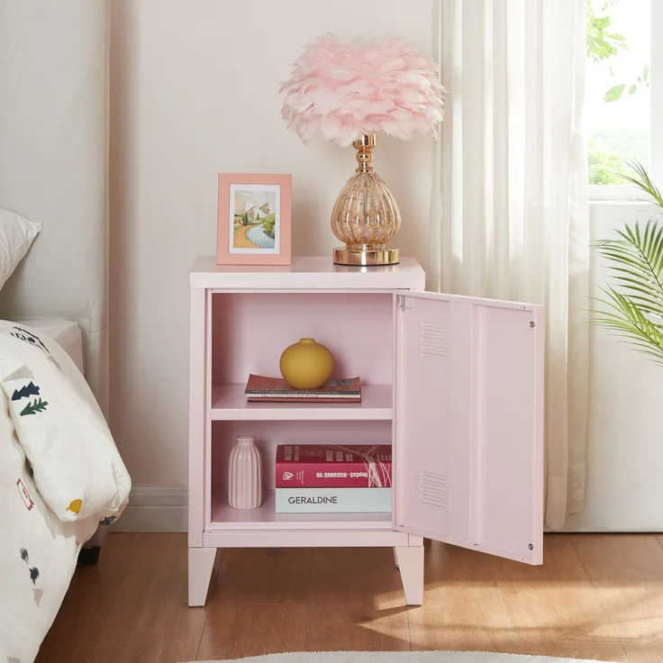 Nachtschrank Inari Türgriff links Stahl Rosa [en. casa] – Bild 2