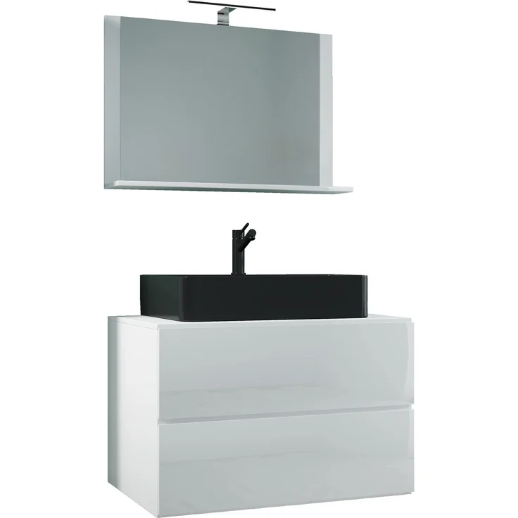 VCM Badmöbel Waschtisch Lendas 919546 Weiß H. 124 x B. 80 x T. 52 cm – Bild 2
