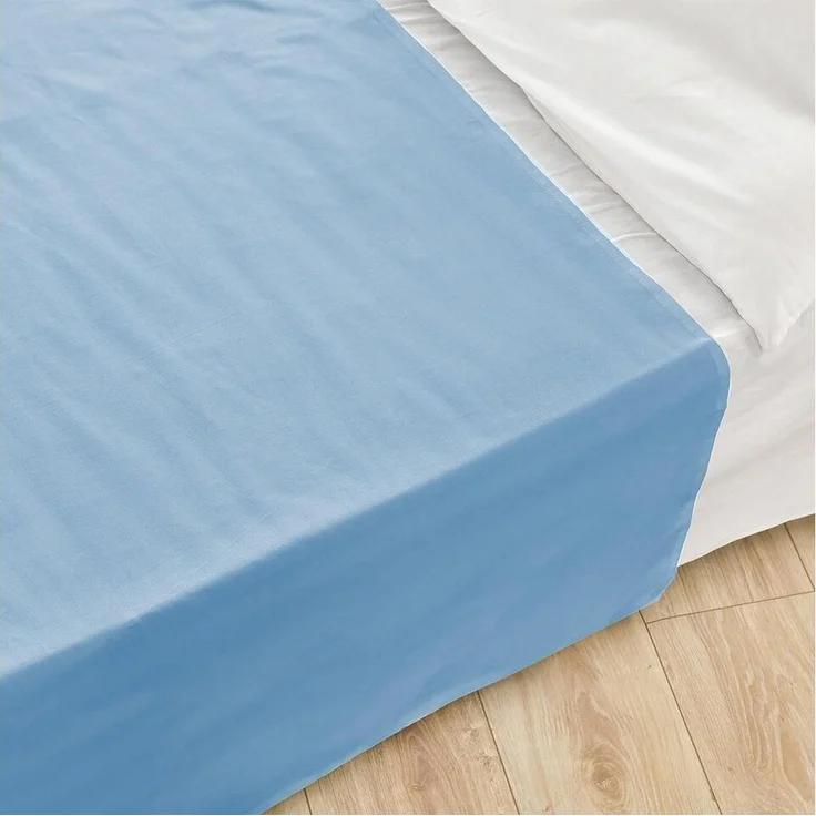 GREEN MARK Textilien Betttuch gewebtes Leintuch Betttuch, 100% Baumwolle, Gummizug: ohne, (1 Stück), weich und pflegeleicht, viele Variationen, 150x250 cm, Hell blau – Bild 4