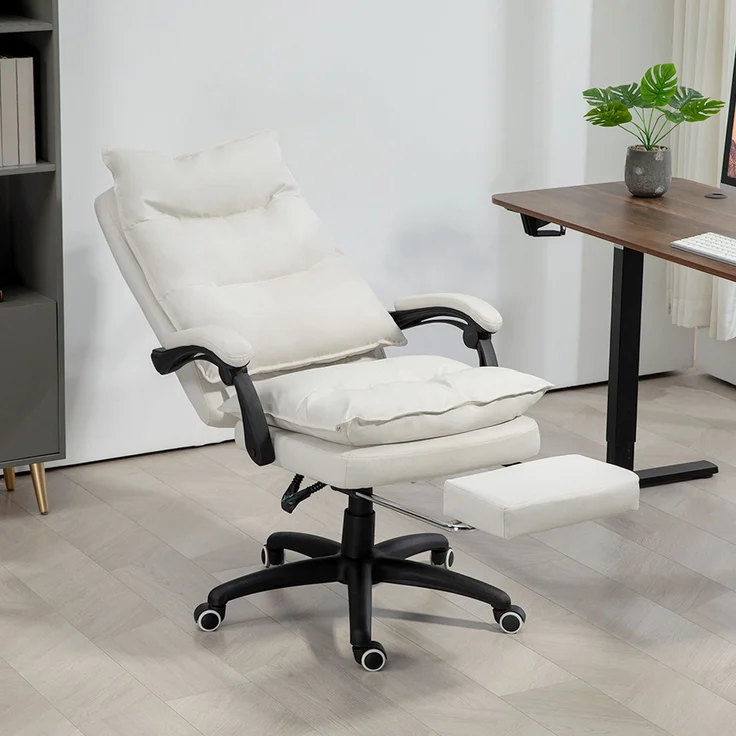 MELAYR, Massage-Bürostuhl, Schreibtischsessel mit Massagefunktion, höhenverstellbarer, 70 x 62 x 130 cm, Cremeweiß – Bild 4