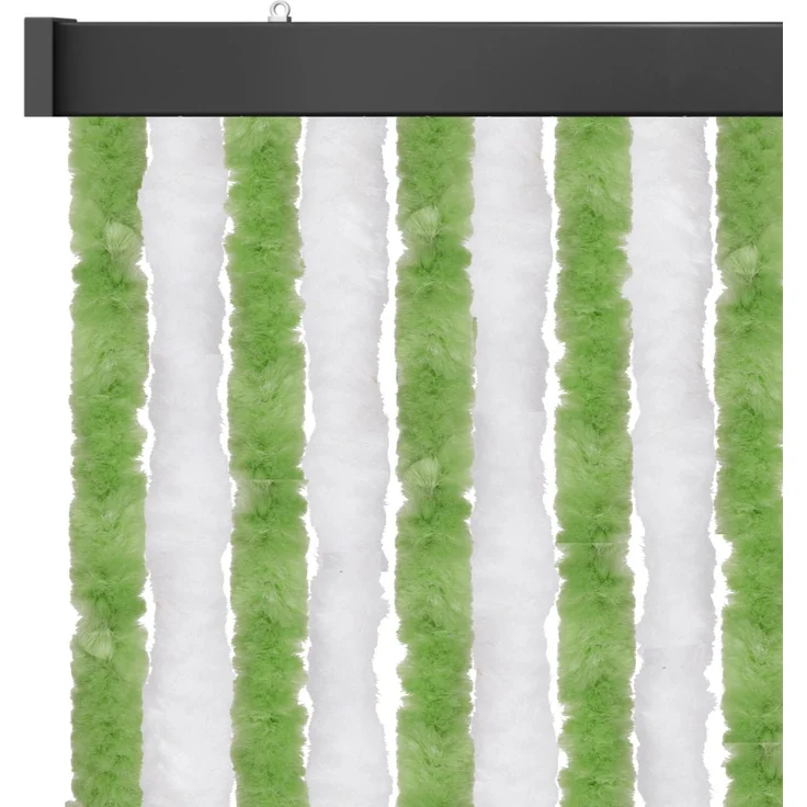Flauschvorhang 80x185 cm, 80x200 cm, 80x220cm, perfekter Insekten- und Sichtschutz für Ihre Balkon- und Terrassentür, viele Farben Unistreifen grün - weiß 80x185 cm – Bild 1