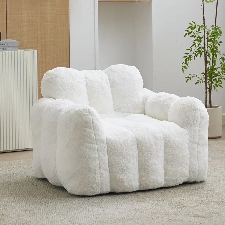 Abrihome Sitzsack ohne Montage für Erwachsene, Weiß, 90x105x75 cm – Bild 1