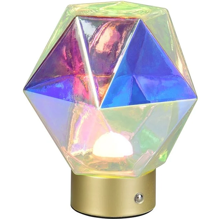 Kleine ausgefallene Akku Tischleuchte Glas bunt, USB aufladbar, Höhe 17,5cm – Bild 2