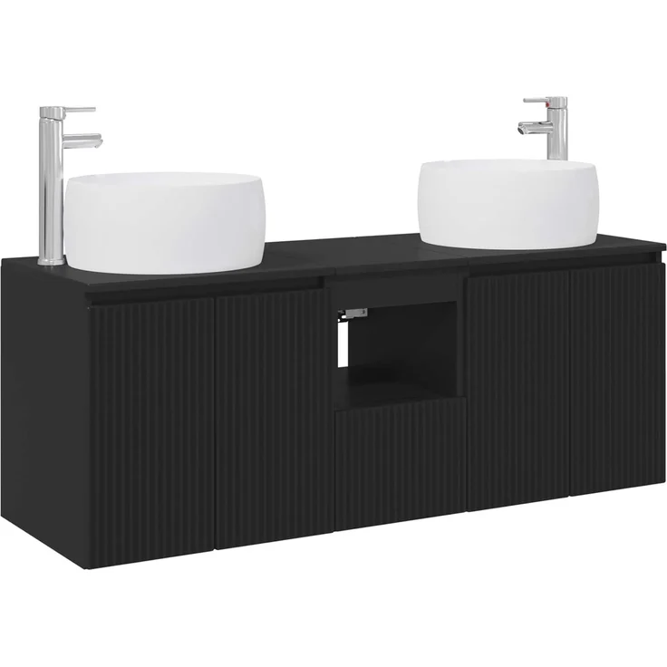 vidaXL Badezimmerschrank-Set 3 stk. Schwarz 129 x 44,5 x 80 cm 3405718 – Bild 2