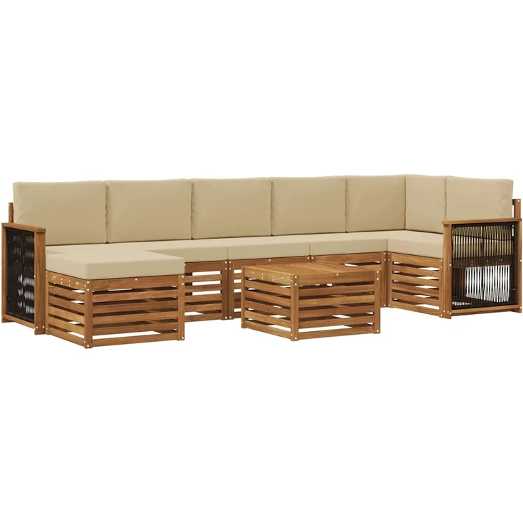 vidaXL Outdoor-Sofagarnitur 8 stk. 8-Sitzer Natur und Beige 3384654 – Bild 2