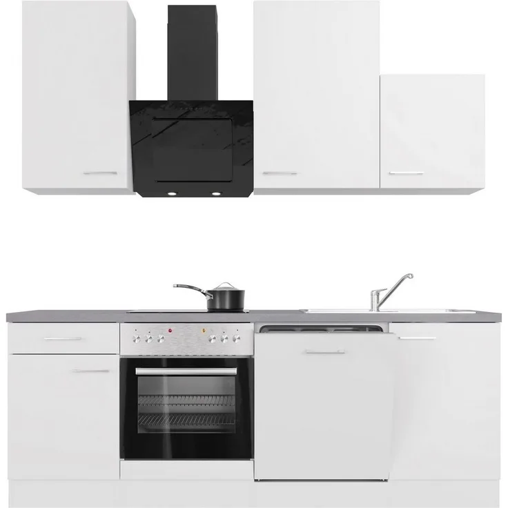 Flex-Well Küchenzeile Kopenhagen, mit E-Geräten, Breite 220 cm, in vielen Farbvarianten erhältlich