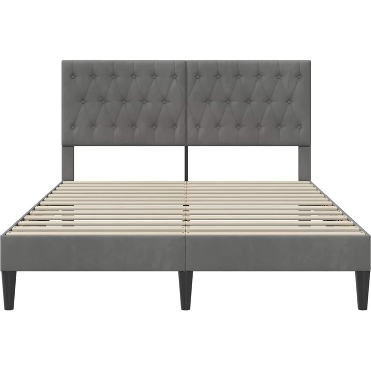 vidaXL Bettrahmen mit Kopfteil Dunkelgrau 120 x 200 cm Samt 42027656 – Bild 4