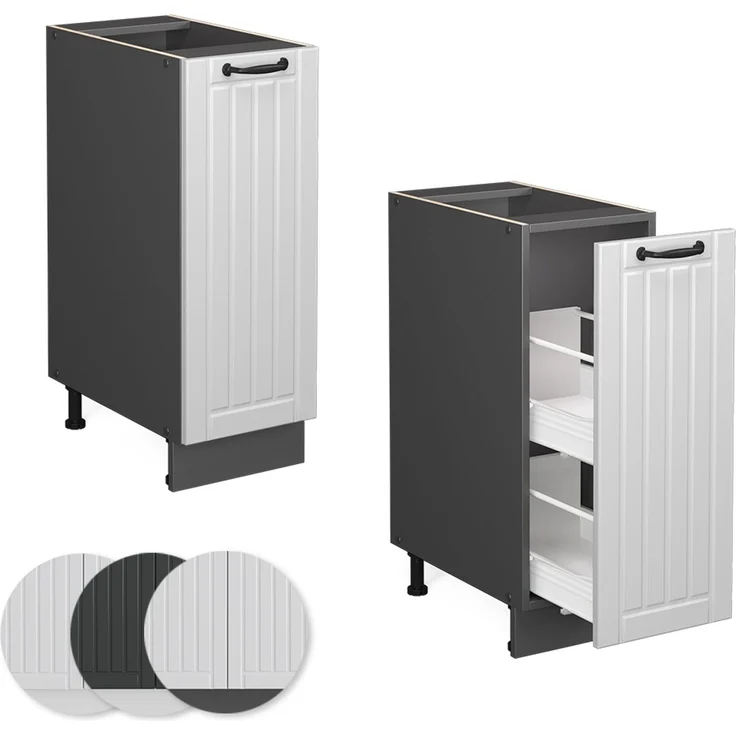 Apothekerschrank Fame-Line Weiß Landhaus 30 cm ohne Arbeitsplatte Vicco – Bild 5