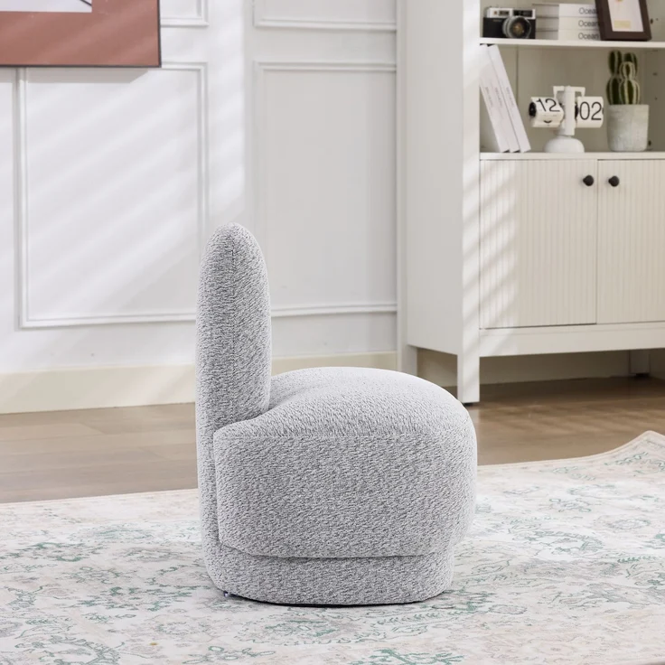 Kuscheliger Bunny-Ear- Stoff-Ottoman-fix gepolsterter Hocker mit niedlichen Ohren, ohne Stauraum, nicht abnehmbar--Antikgrauweiß--54x41.5x54cm--YOUDENOVA – Bild 2