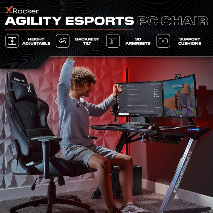 X Rocker Gaming-Stuhl Agility eSports Gaming Bürostuhl fur Jugendliche – Bild 4