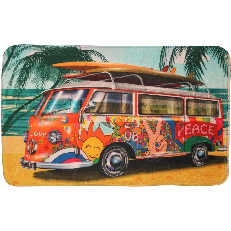 Sanilo Badematte Summer Bus, 50 x 80 cm, sehr weich, rutschfest, waschbar und schnelltrocknend, 100% Polyester – Bild 1