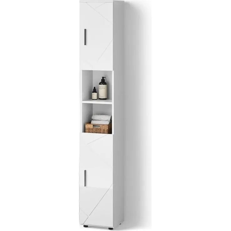 Livinity® Hochschrank Ronco, Weiß Hochglanz/Weiß, 30 x 192 cm