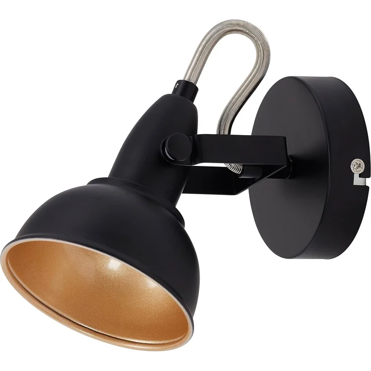 BRILONER - Wandleuchte Innen schwenkbar, Vintage, E14 Fassung, max. 40 Watt, Wandlampe innen, Wandstrahler, Wandlicht, Wandbeleuchtung, Schlafzimmer, Flurlampe, 15,6x10 cm, Schwarz-Gold