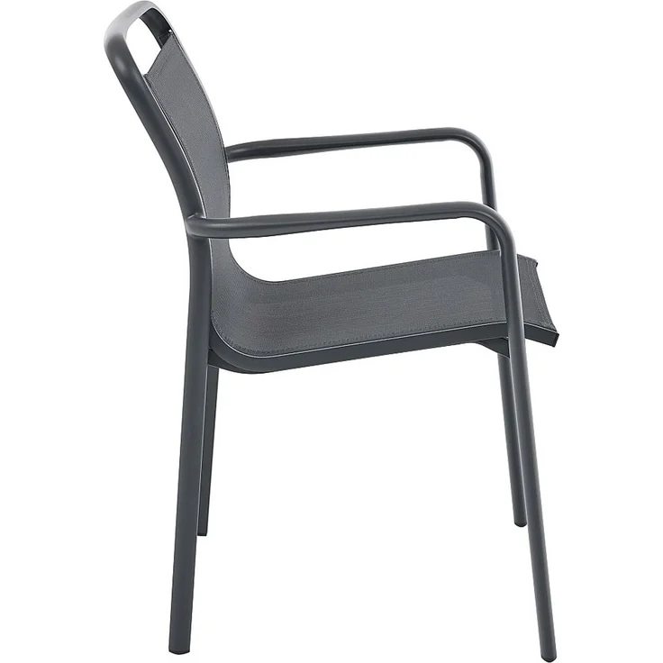 Vente-unique - 2er-Set Stapelbare Gartenstühle aus Aluminium und Textiline - Dunkelgrau - VELYRA von MYLIA – Bild 6