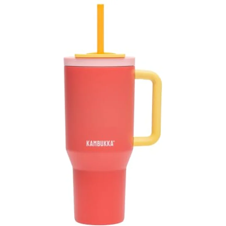 Thermobecher mit teleskopischem Strohhalm Kambukka Rio Tumbler 950 ml Pink Papaya – Bild 2