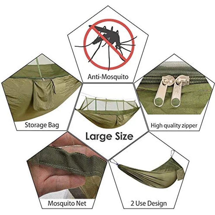 Defactoshop Hängematte Hängematte, Stabhängematte mit Tasche, Hängeliege, Hängestuhl – Bild 4