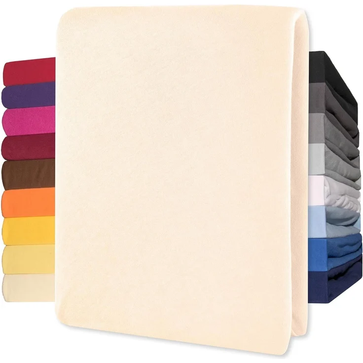 CelinaTex Jersey Spannbettlaken Lucina 140x200-160x200 cm Natur beige 100% Baumwolle gekämmt bis 26cm Matratzenhöhe Spannbettbezug, Leintuch, Bettlaken, elastisch, Strech, Oeko-Tex – Bild 1