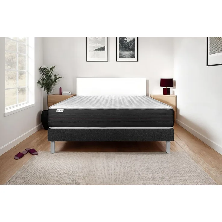 Matratzenset VITAL MEMO ONE 180 x 220 cm Bettrahmen Kit schwarz