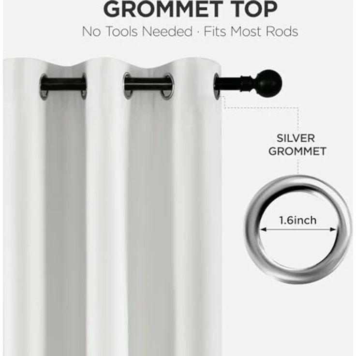 Joydeco 100% Verdunkelungsvorhänge für Schlafzimmer, Verdunkelungsvorhänge, 183 cm lang, elfenbeinfarbene Vorhänge für Wohnzimmer, Fenster, wärmeisolierte Vorhänge (B 132 x L 183 cm, Elfenbein) – Bild 5