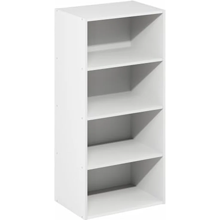 Furinno Basic 4-stöckiges offenes Bücherregal, Bücherregal, Aufbewahrungsorganizer, 11 x 17 x 35, Weiß – Bild 5